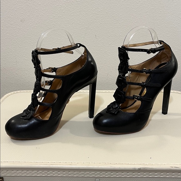 L.A.M.B. Black Strappy High Heels - Picture 4 of 15